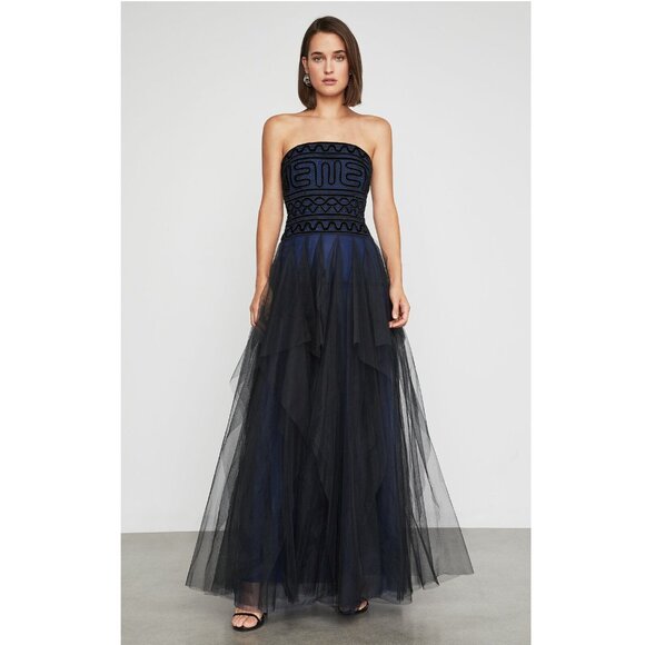 BCBGMaxAzria Dresses & Skirts - BCBG MAXAZRIA Strapless Embroidered Lace Gown Evening Dress P2415